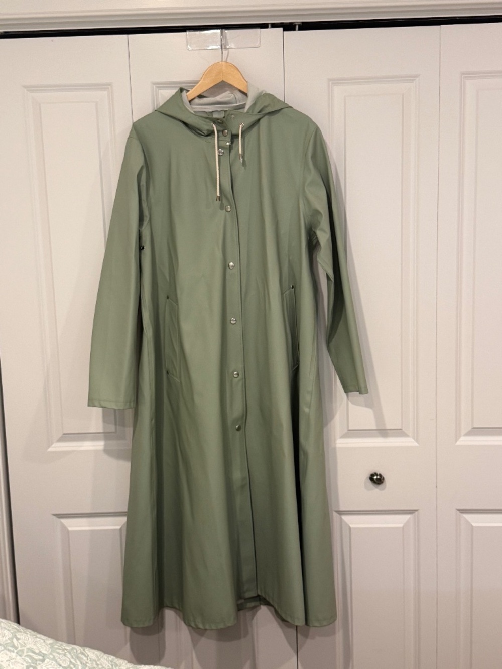 Stutterheim Mosebacke Long Raincoat Sage Green - XL Swedish - Waterproof Coat